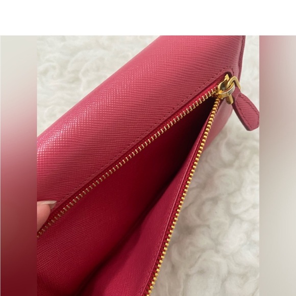 Authentic Prada Fuchsia Saffiano Leather Bow Continental Wallet - Picture 9 of 15
